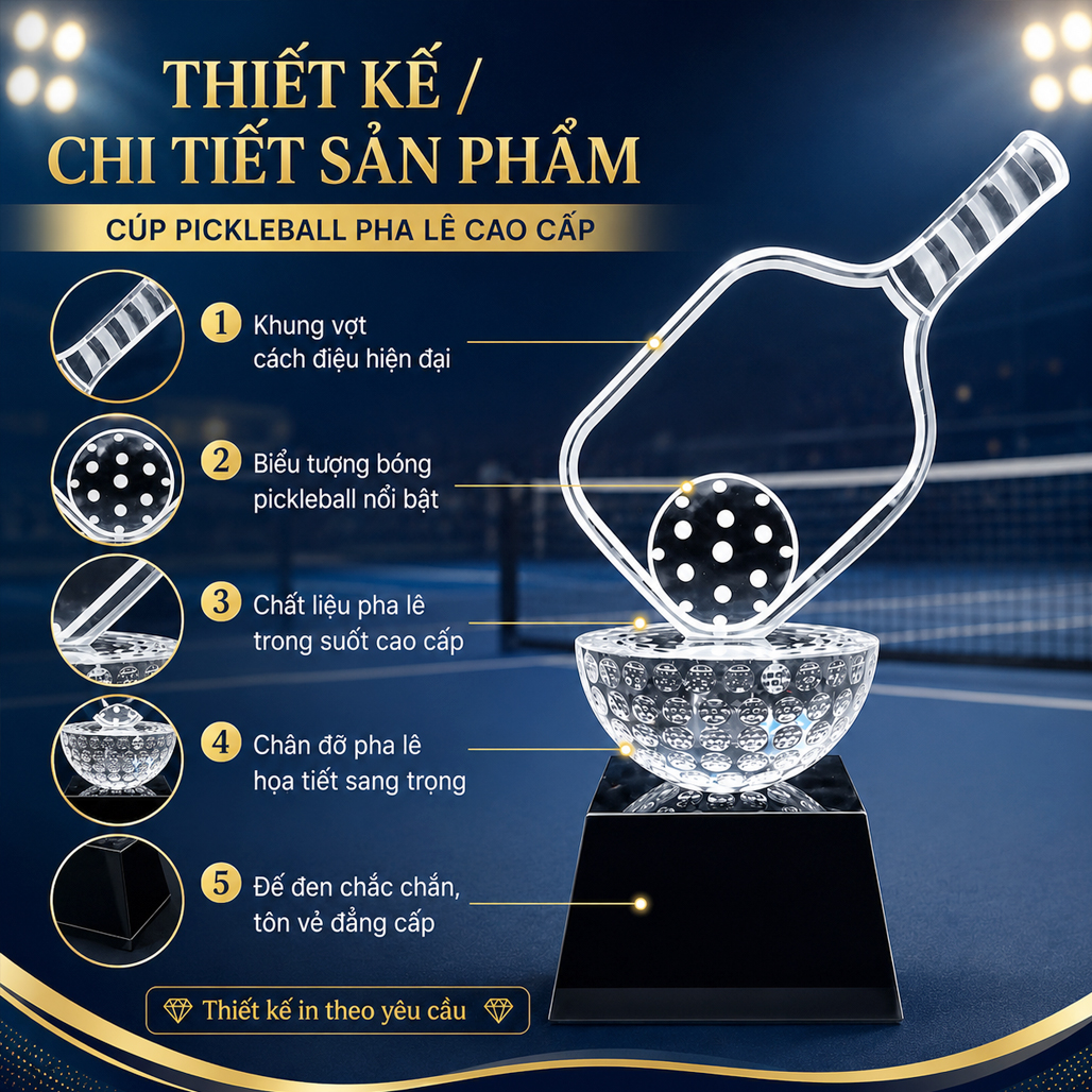 Cúp pickleball pha lê 13