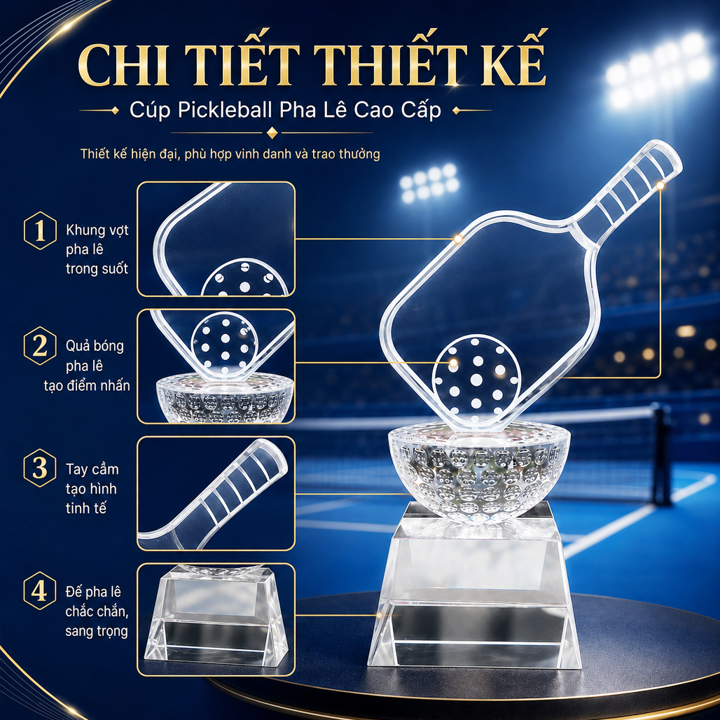 Cúp pickleball pha lê 14