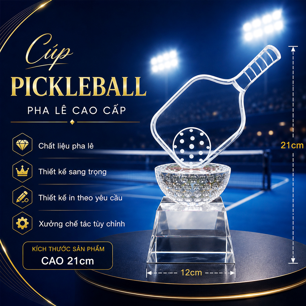 Cúp pickleball pha lê 14