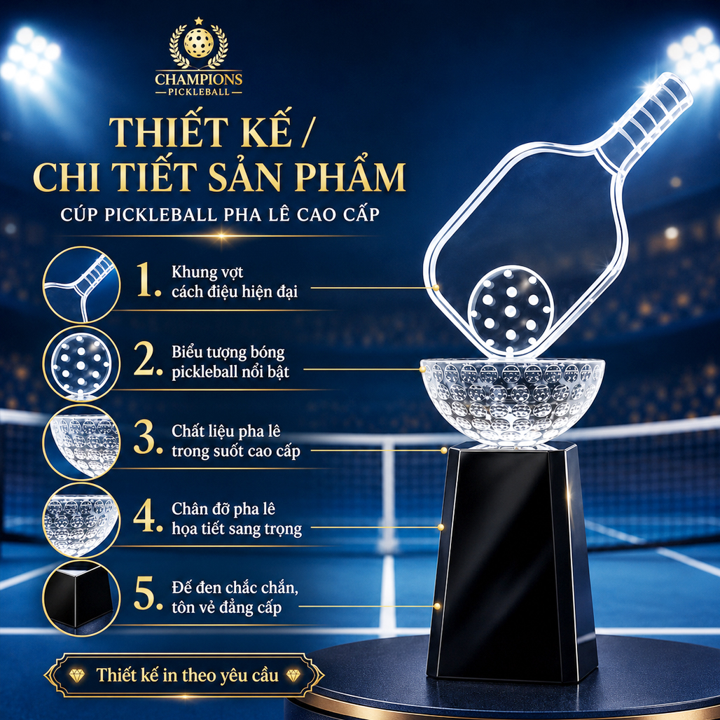 Cúp pickleball pha lê 15