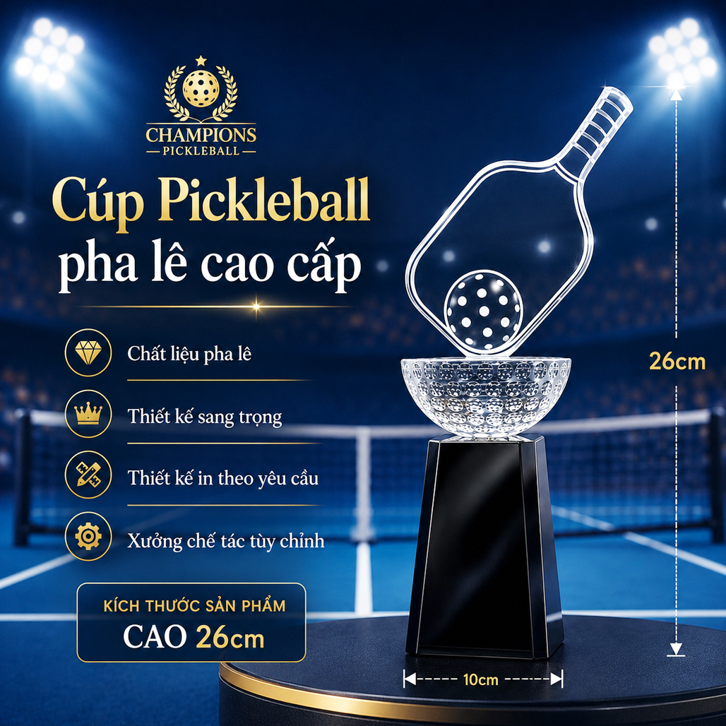 Cúp pickleball pha lê 15