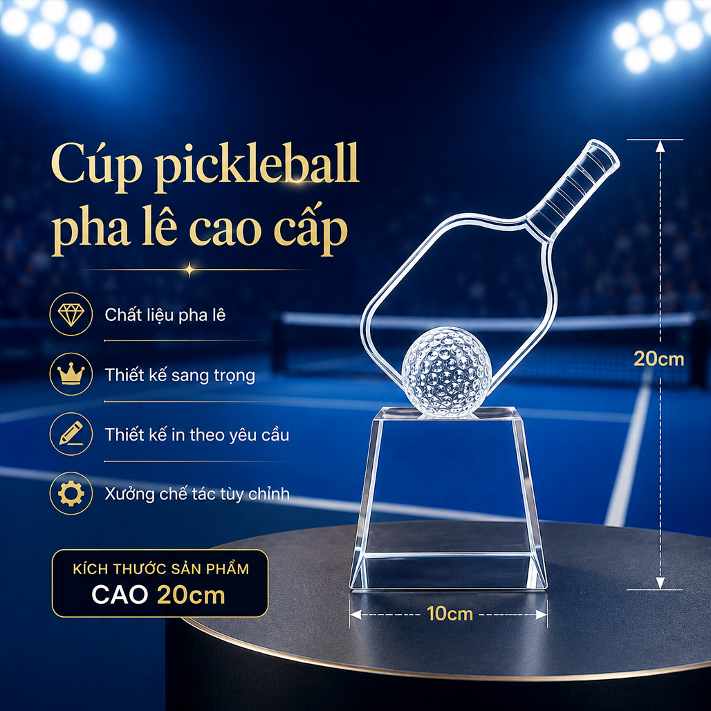 Cúp pickleball pha lê 16