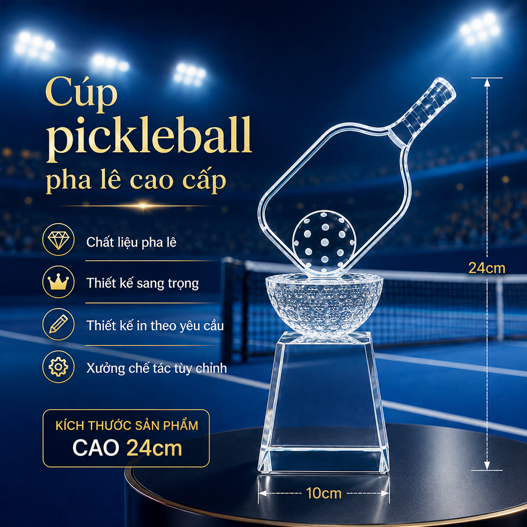 Cúp pickleball pha lê 17