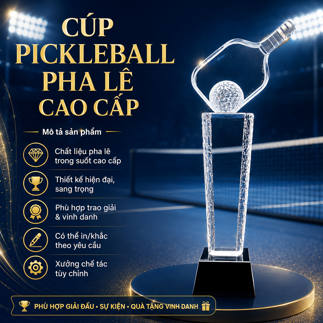 Cúp pickleball pha lê 18