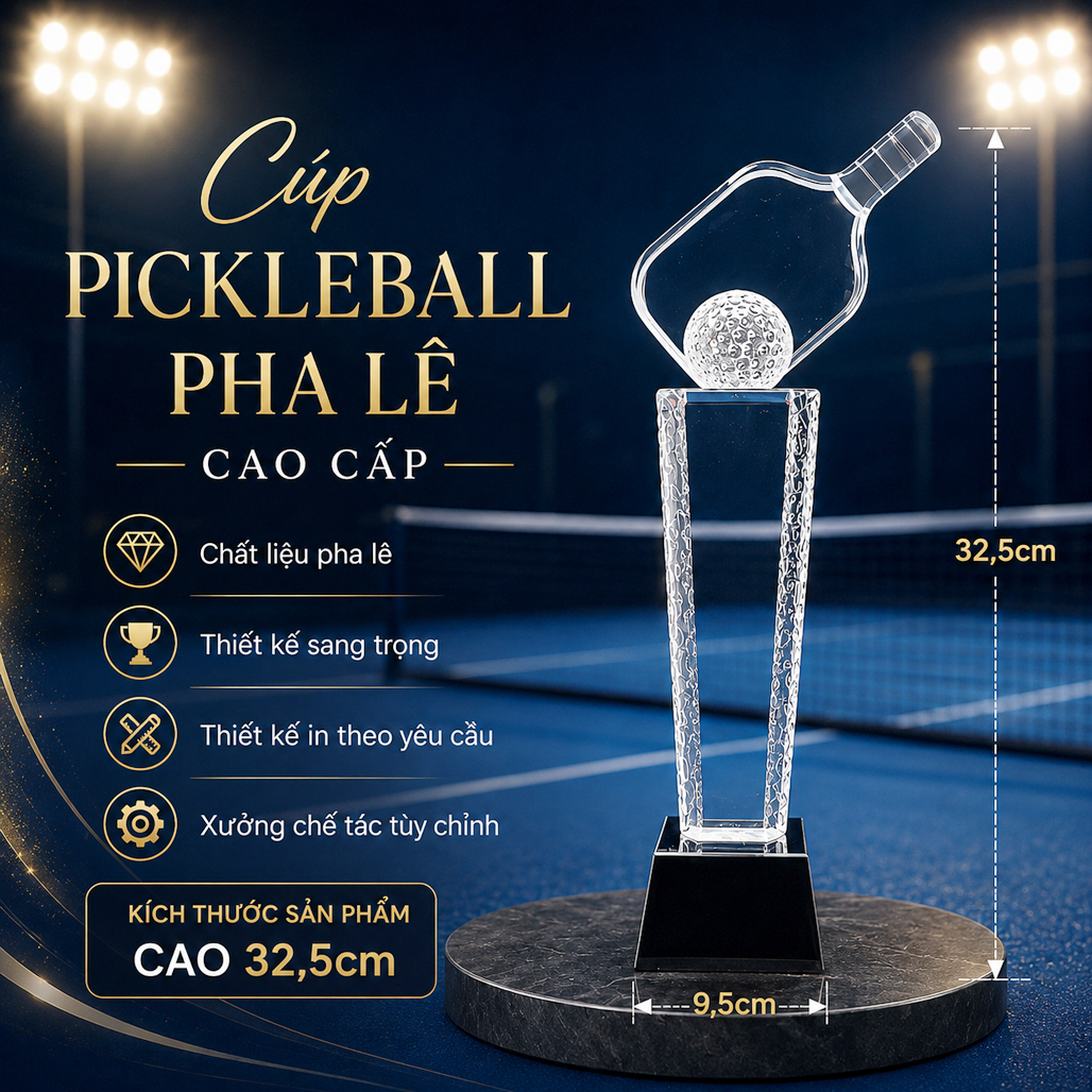 Cúp pickleball pha lê 18