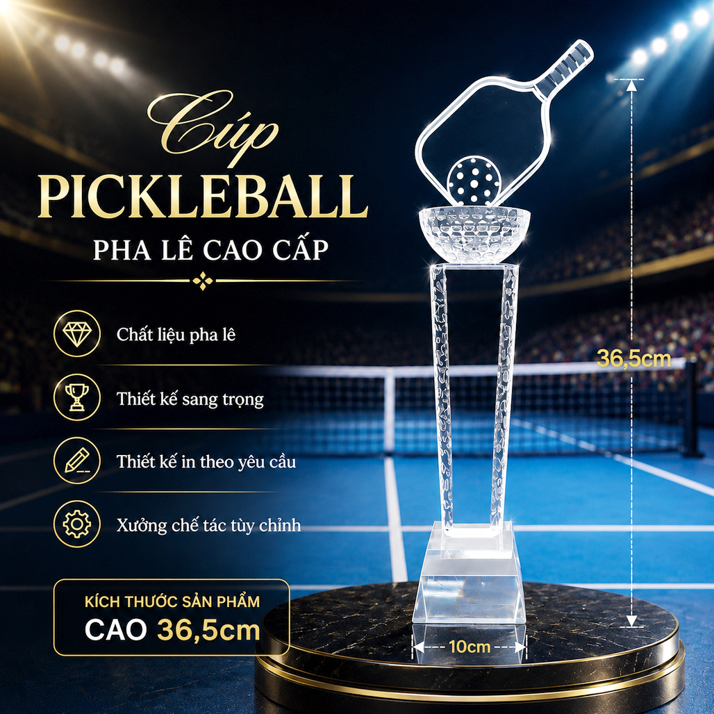 Cúp pickleball pha lê 19