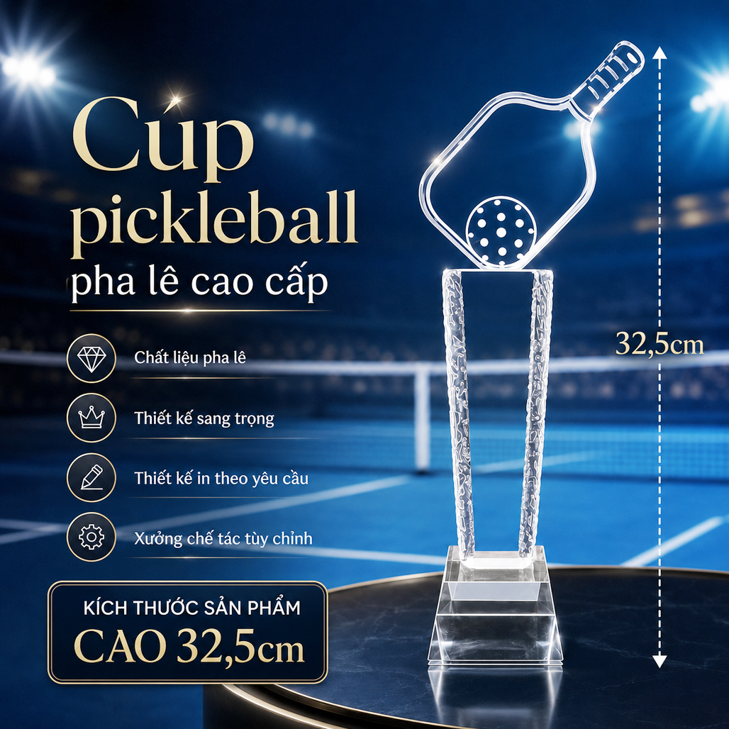 Cúp pickleball pha lê 19A