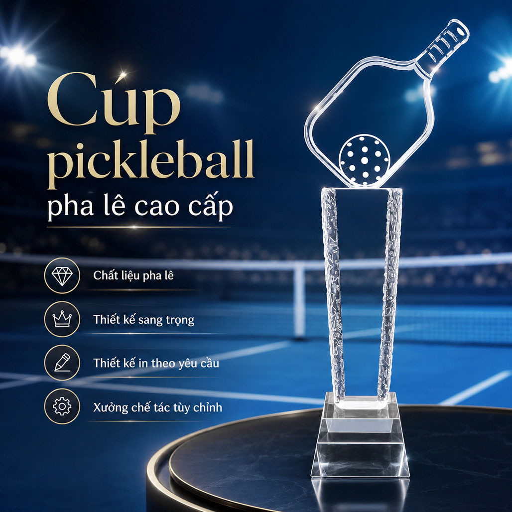 Cúp pickleball pha lê 19A
