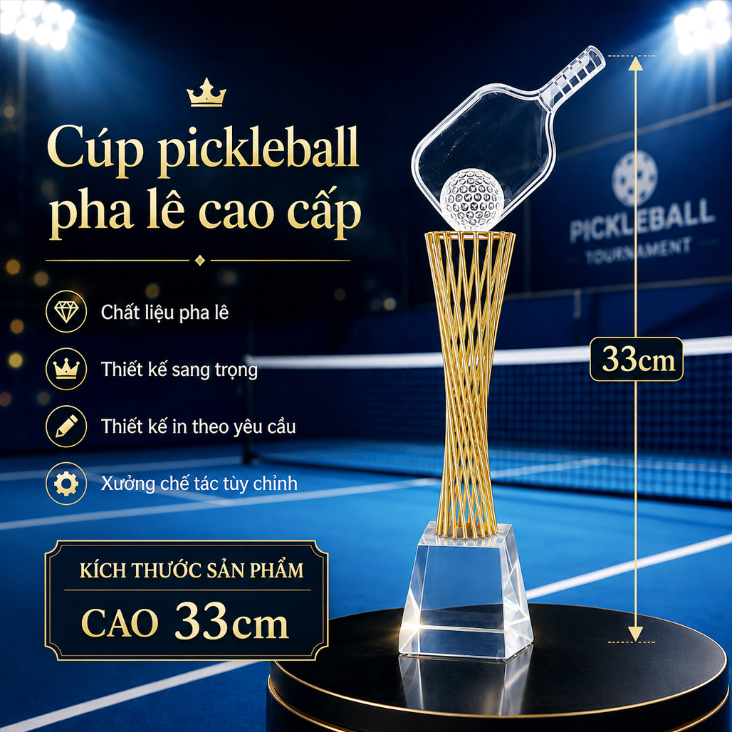 Cúp pickleball pha lê 20