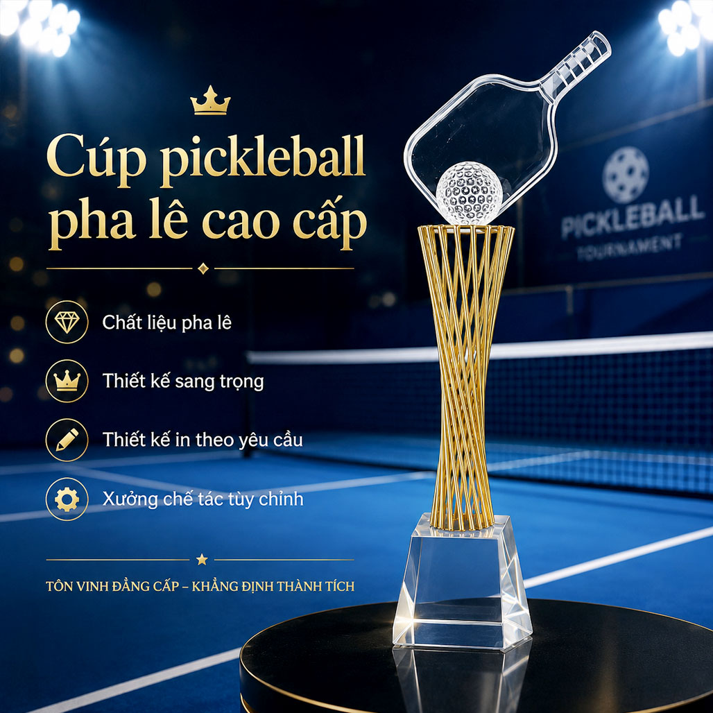 Cúp pickleball pha lê 20