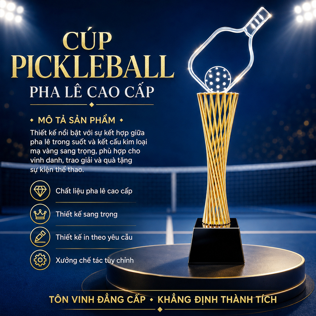 Cúp pickleball pha lê 21