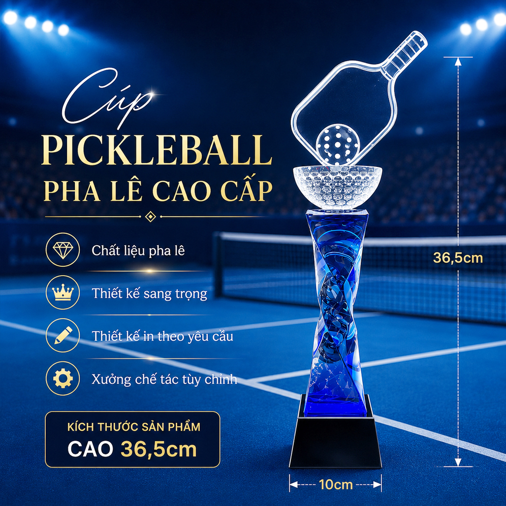 Cúp pickleball pha lê 22