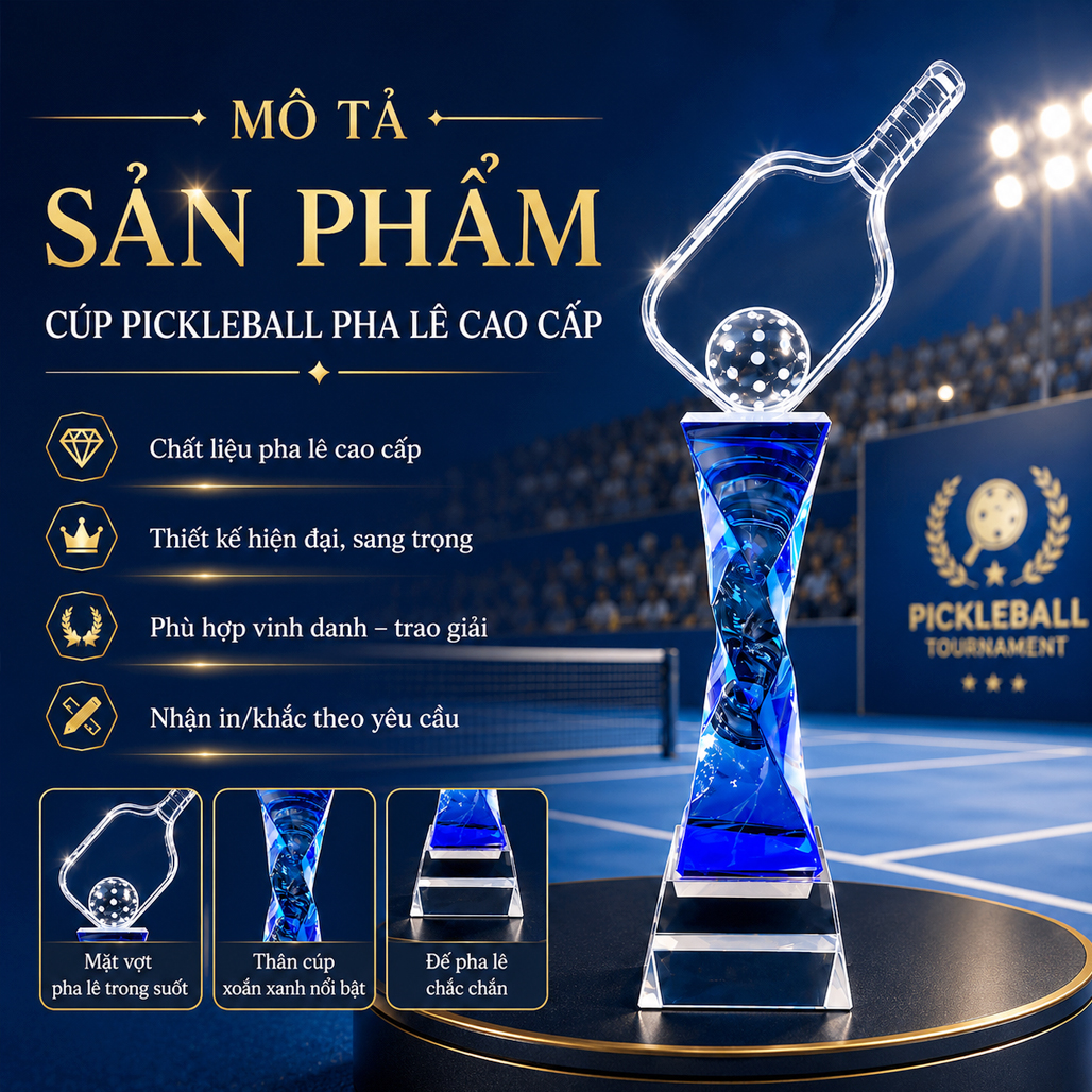 Cúp pickleball pha lê 23