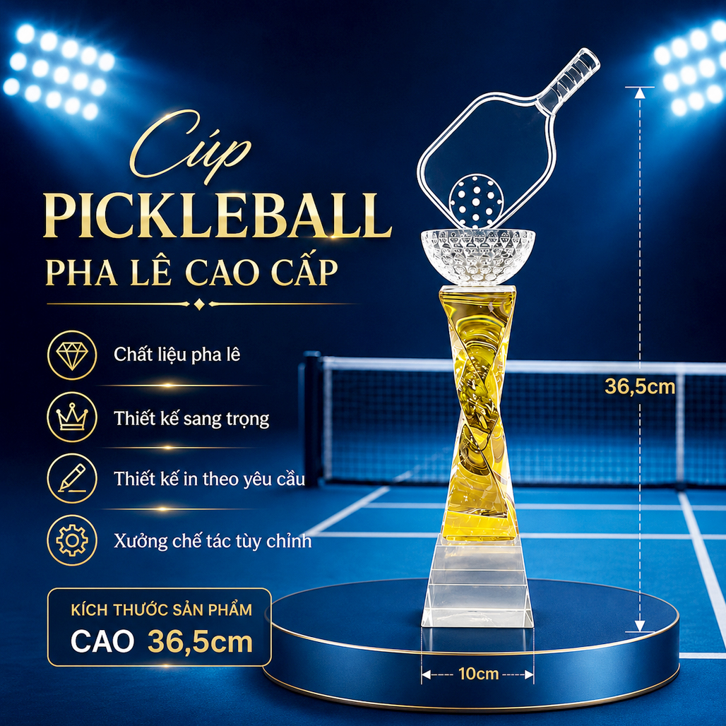 Cúp pickleball pha lê 24