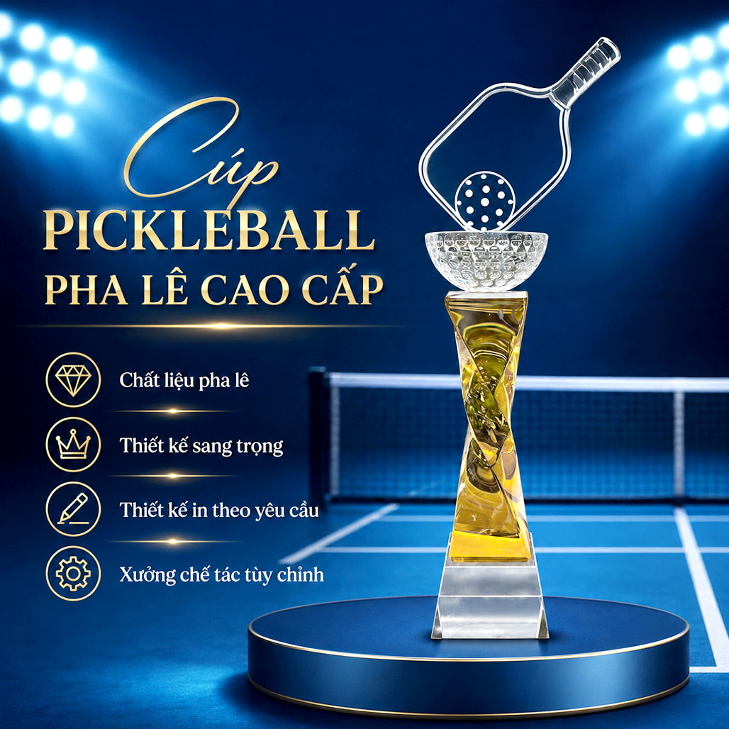 Cúp pickleball pha lê 24