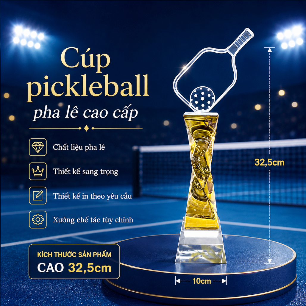 Cúp pickleball pha lê 25