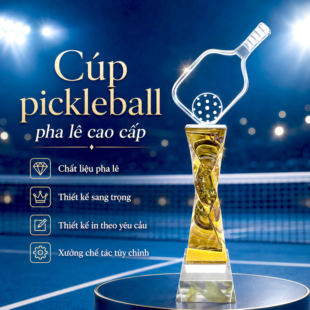 Cúp pickleball pha lê 25