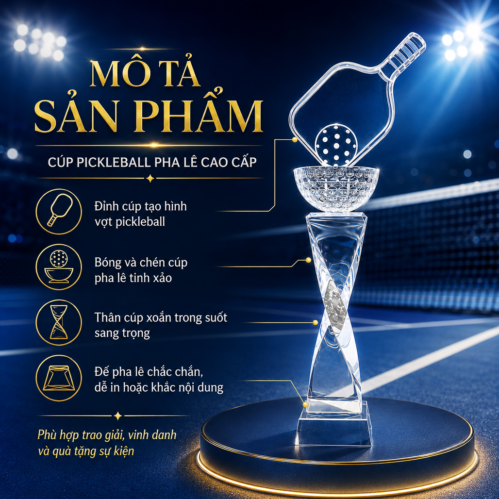 Cúp pickleball pha lê 28