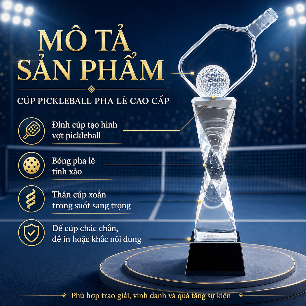 Cúp pickleball pha lê 29
