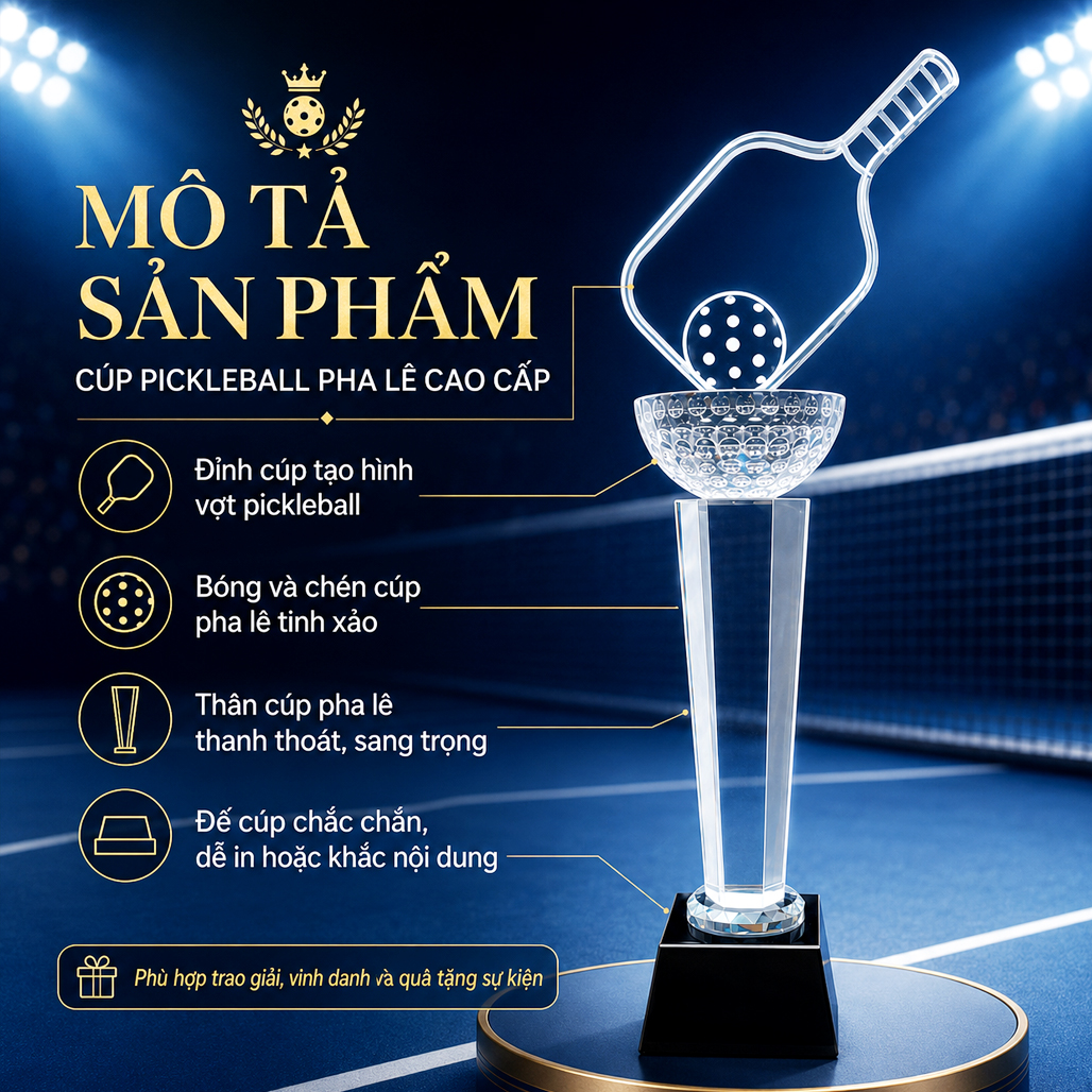 Cúp pickleball pha lê 30