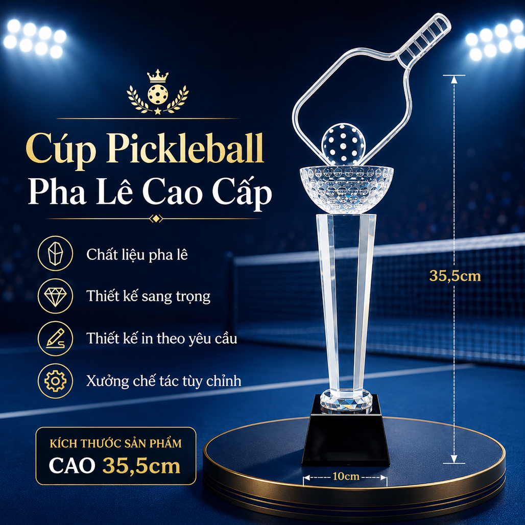 Cúp pickleball pha lê 30