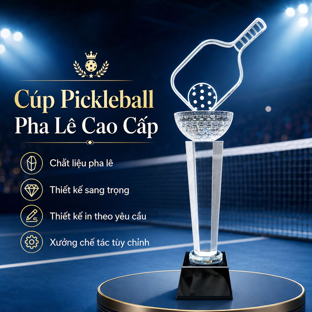 Cúp pickleball pha lê 30