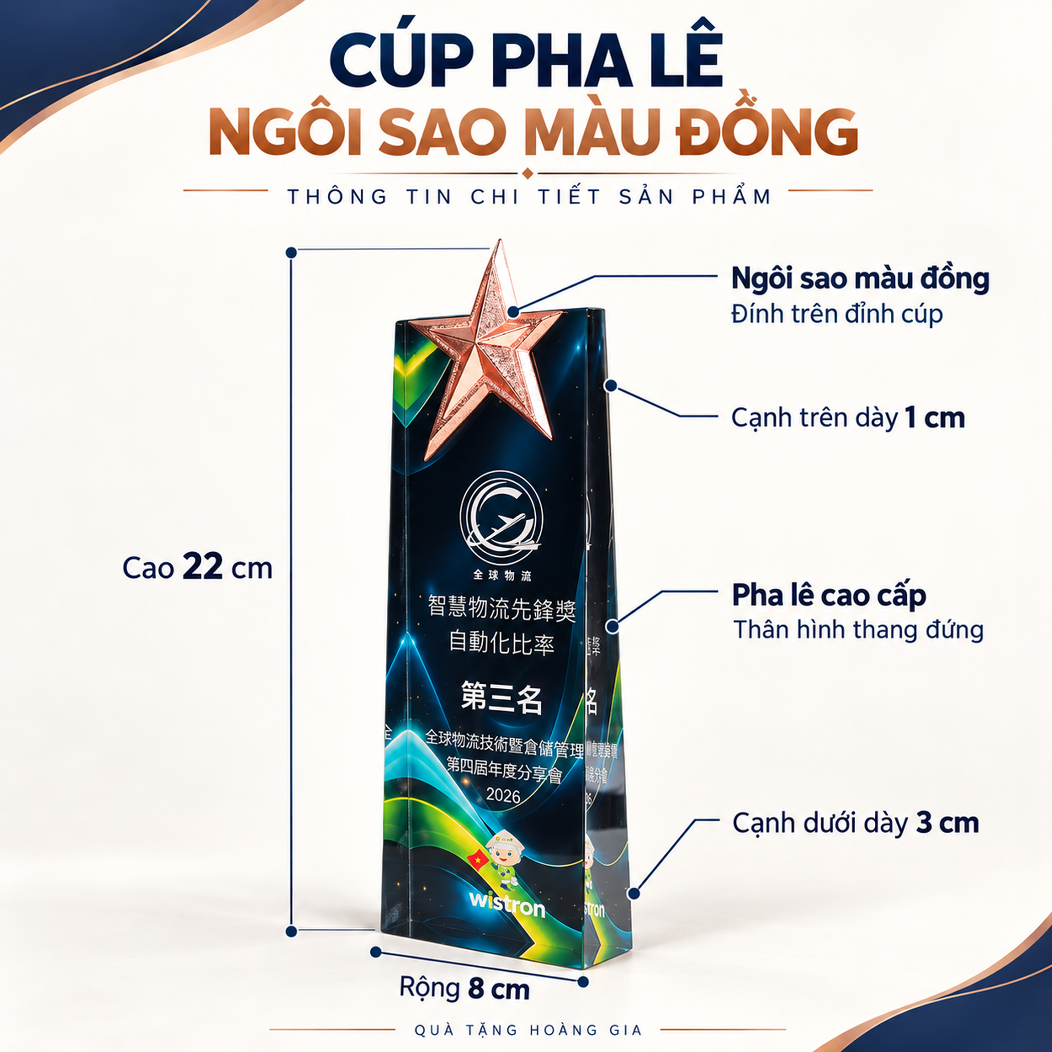 Cúp Pha Lê Ngôi Sao Đồng CVD56