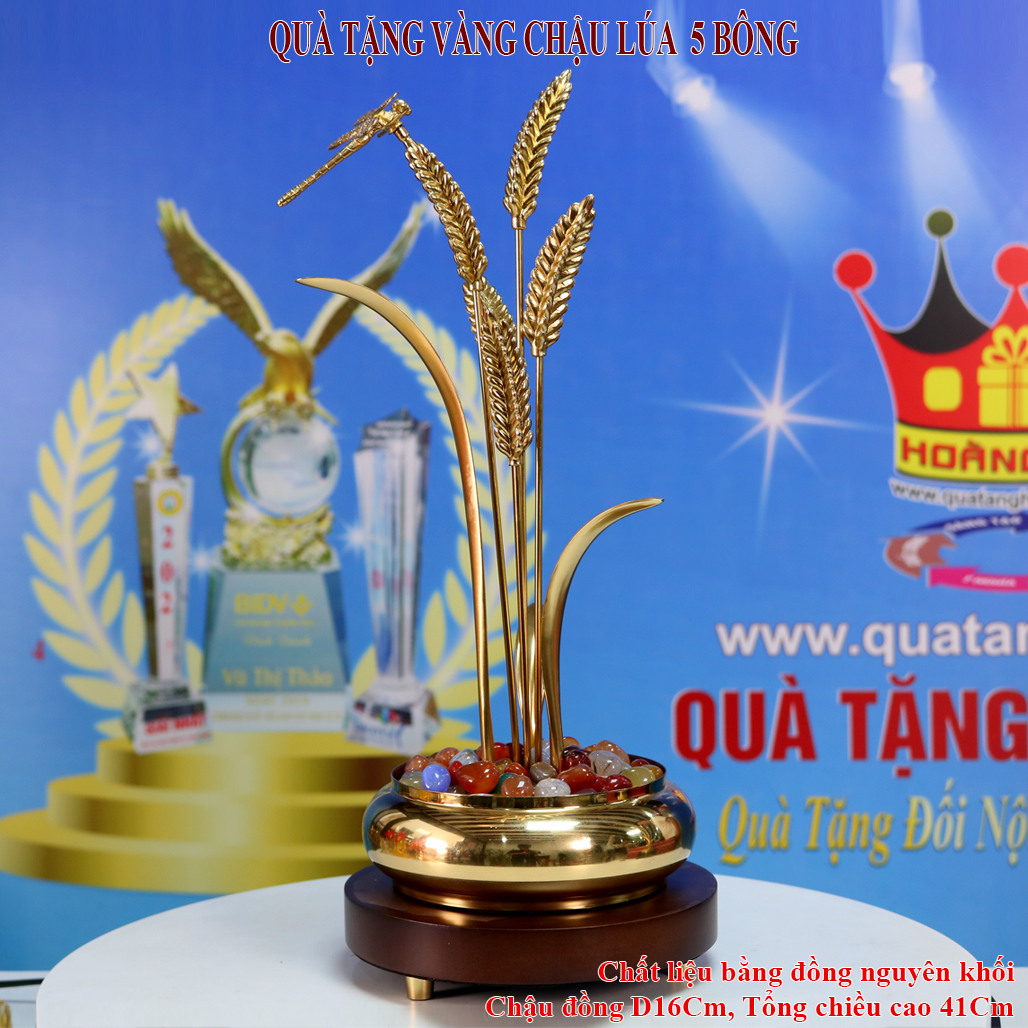 Đồ Trang Trí Chậu Lúa Vàng 5 Bông QTV 23