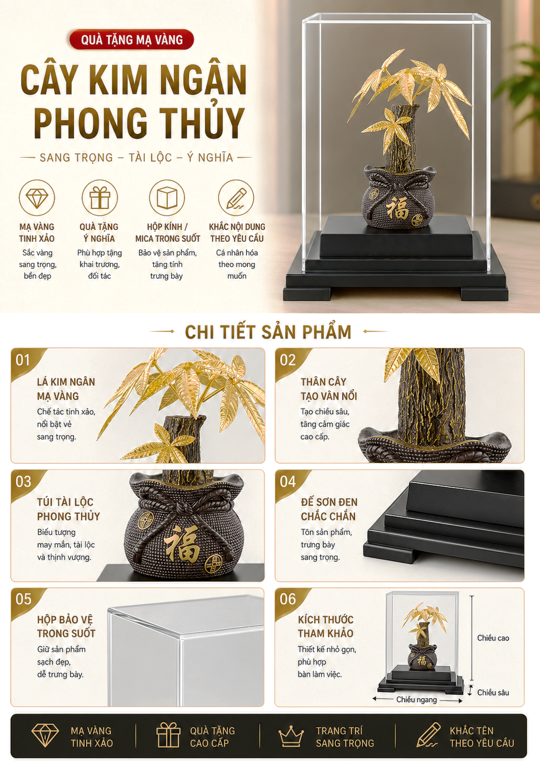 Đồ Trang Trí Chậu Cây Kim Ngân Vàng QTV 28