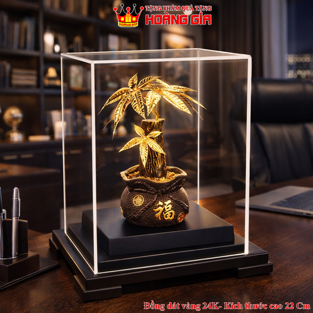 Đồ Trang Trí Chậu Cây Kim Ngân Vàng QTV 28
