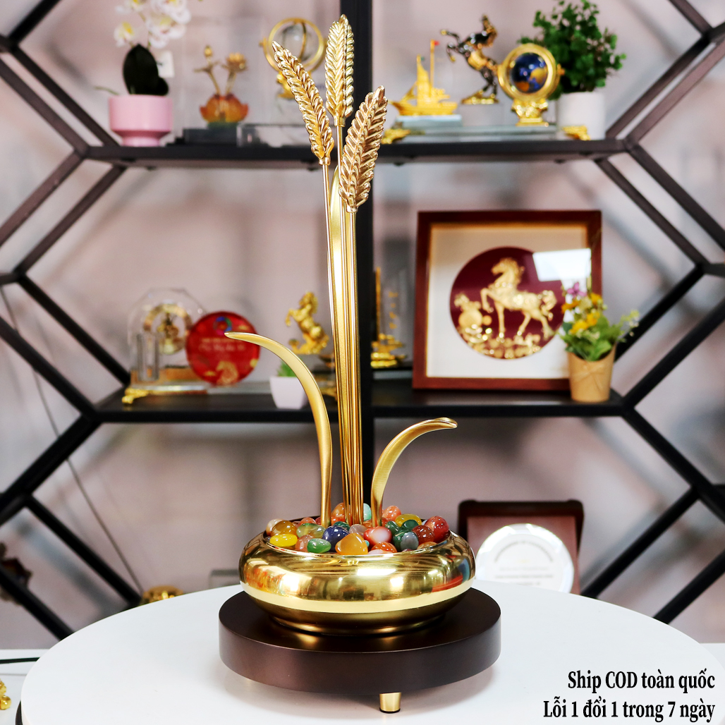 Đồ Trang Trí Chậu Lúa Vàng 3 Bông QTV 22