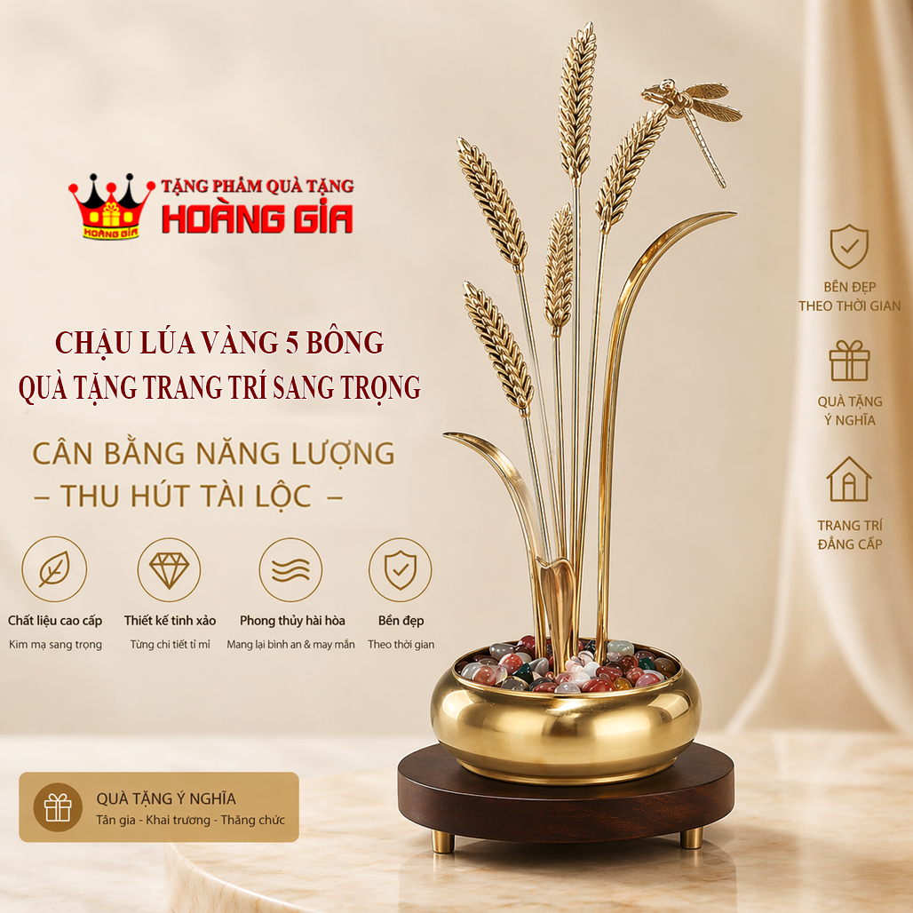 Đồ Trang Trí Chậu Lúa Vàng 5 Bông QTV 23