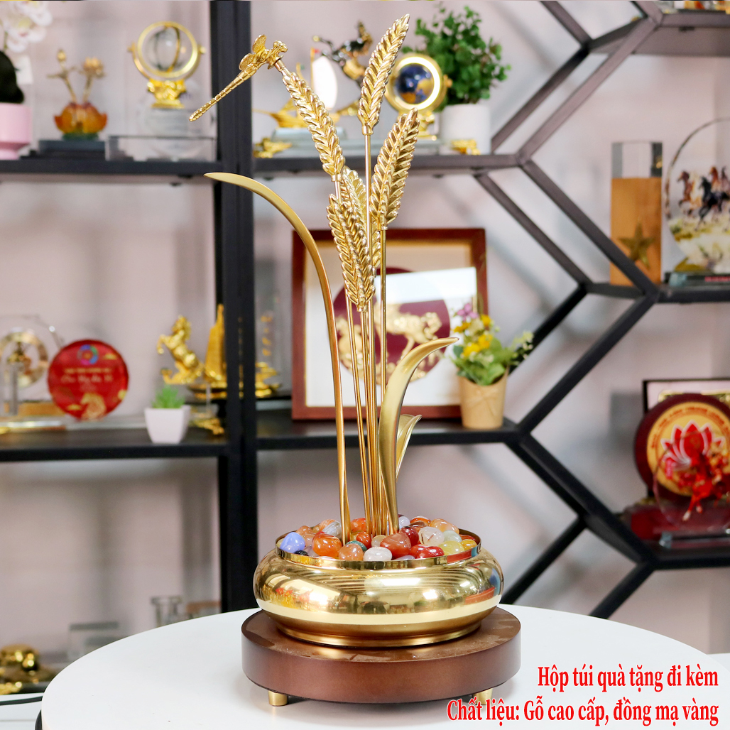 Đồ Trang Trí Chậu Lúa Vàng 5 Bông QTV 23