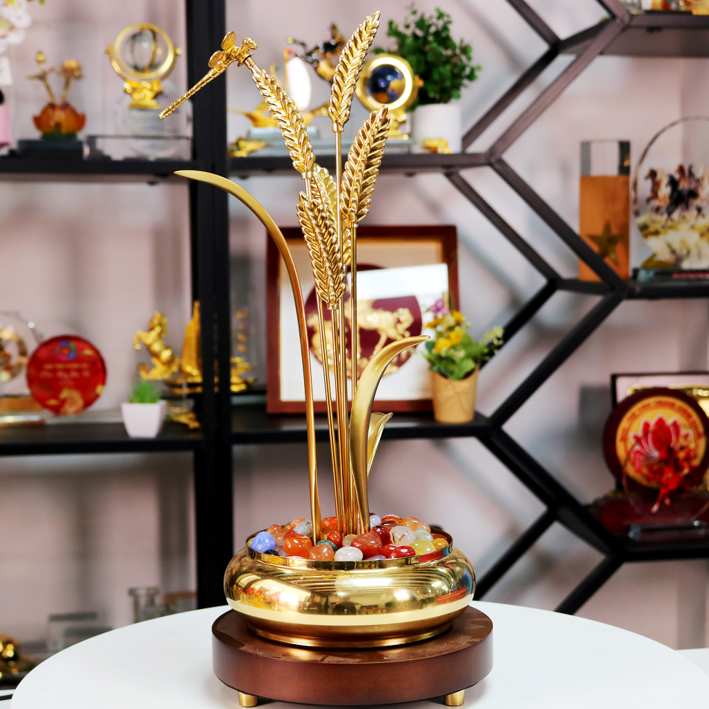 Đồ Trang Trí Chậu Lúa Vàng 5 Bông QTV 23