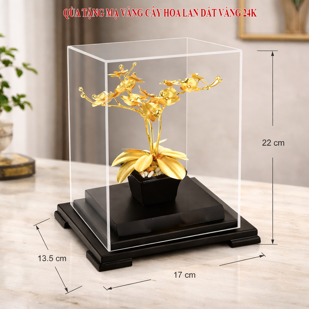 Đồ Trang Trí Hoa Lan Dát Vàng 24k QTV 30