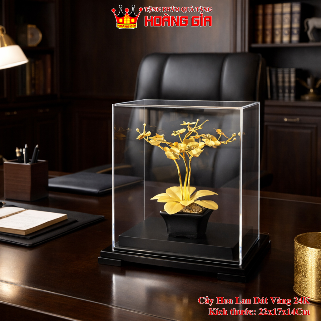Đồ Trang Trí Hoa Lan Dát Vàng 24k QTV 30