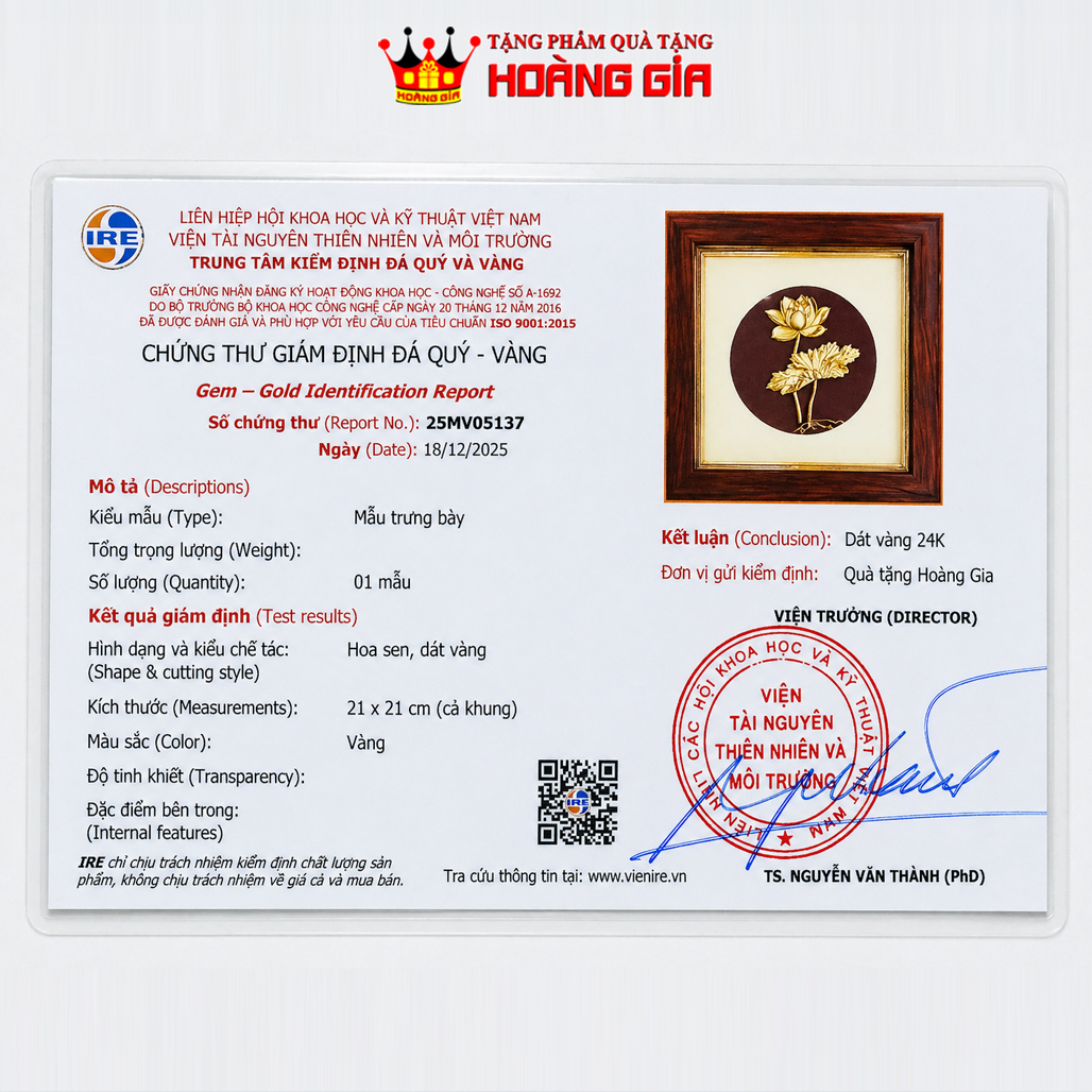 Đồ Trang Trí Tranh Hoa Sen Vàng 24K QTV 13