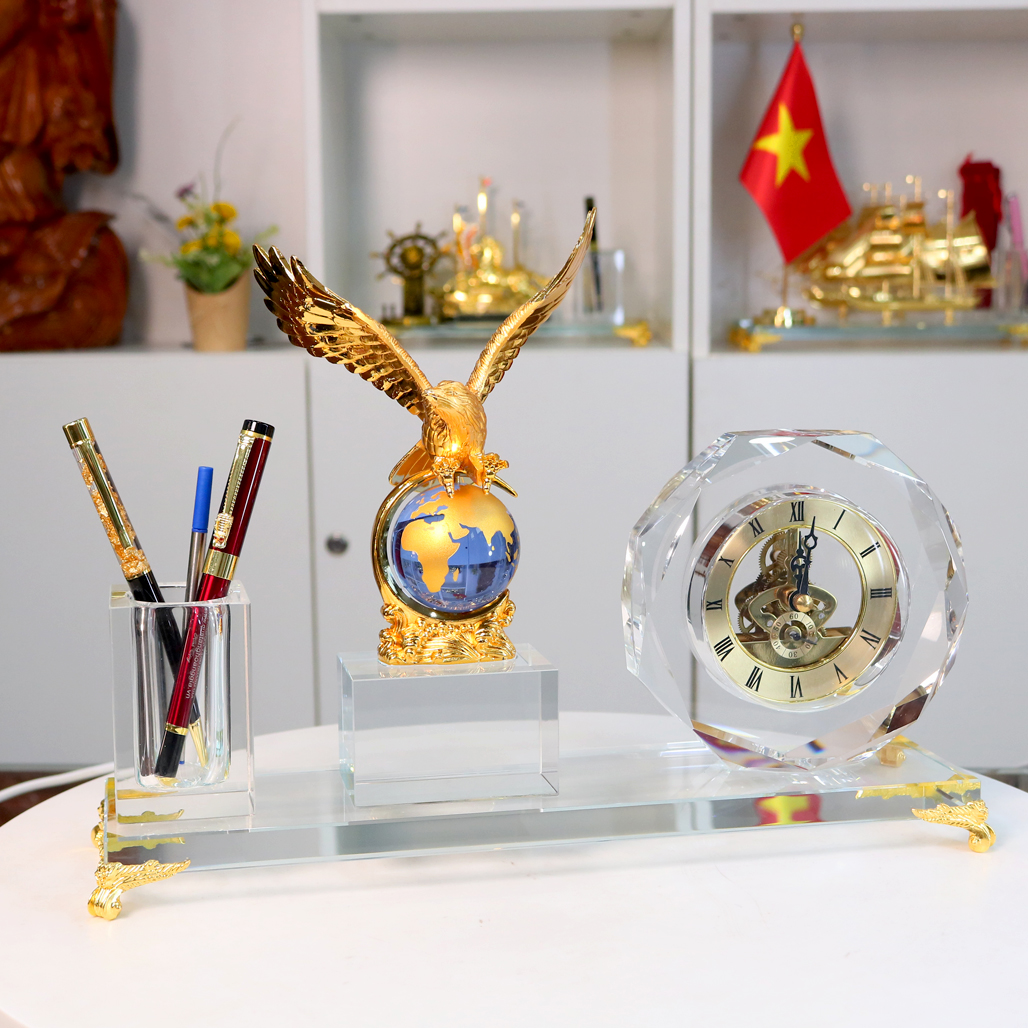 Đồng Hồ Để Bàn Pha Lê Tượng Ngựa Thiên Thần