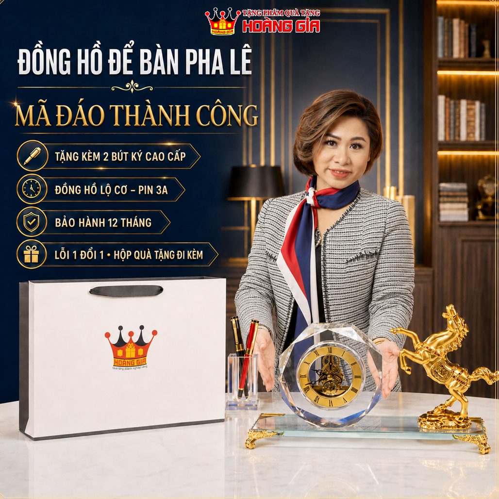 Đồng Hồ Để Bàn Pha Lê Kết Hợp Biểu Tượng Đại Bàng ĐHĐB107