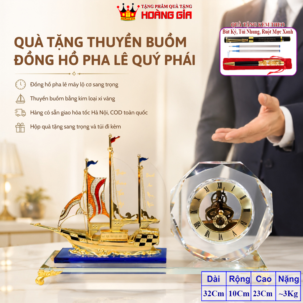 Đồng Hồ Pha Lê Thuận Buồm Xuôi Gió Phong Cách Quý Phái