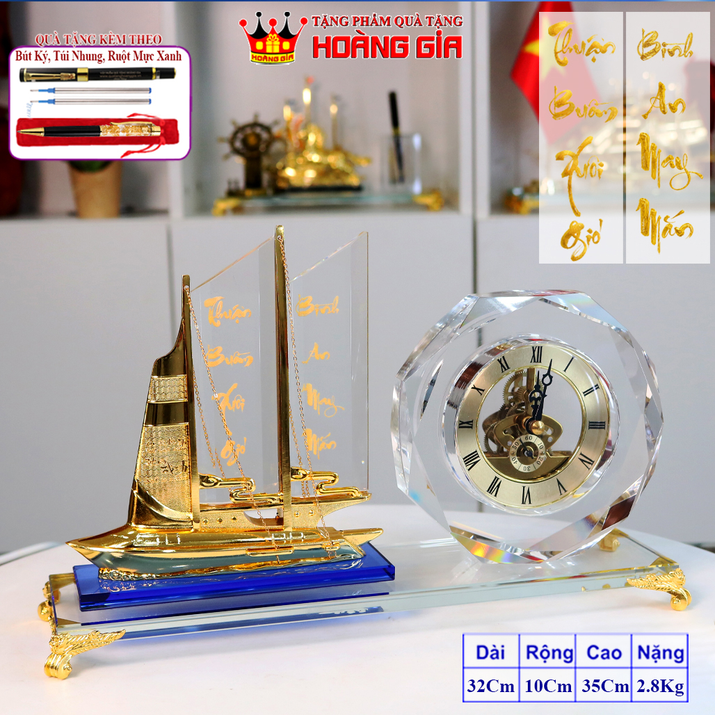 Đồng Hồ Pha Lê Thuận Buồm Xuôi Gió Phong Cách Hiện Đại