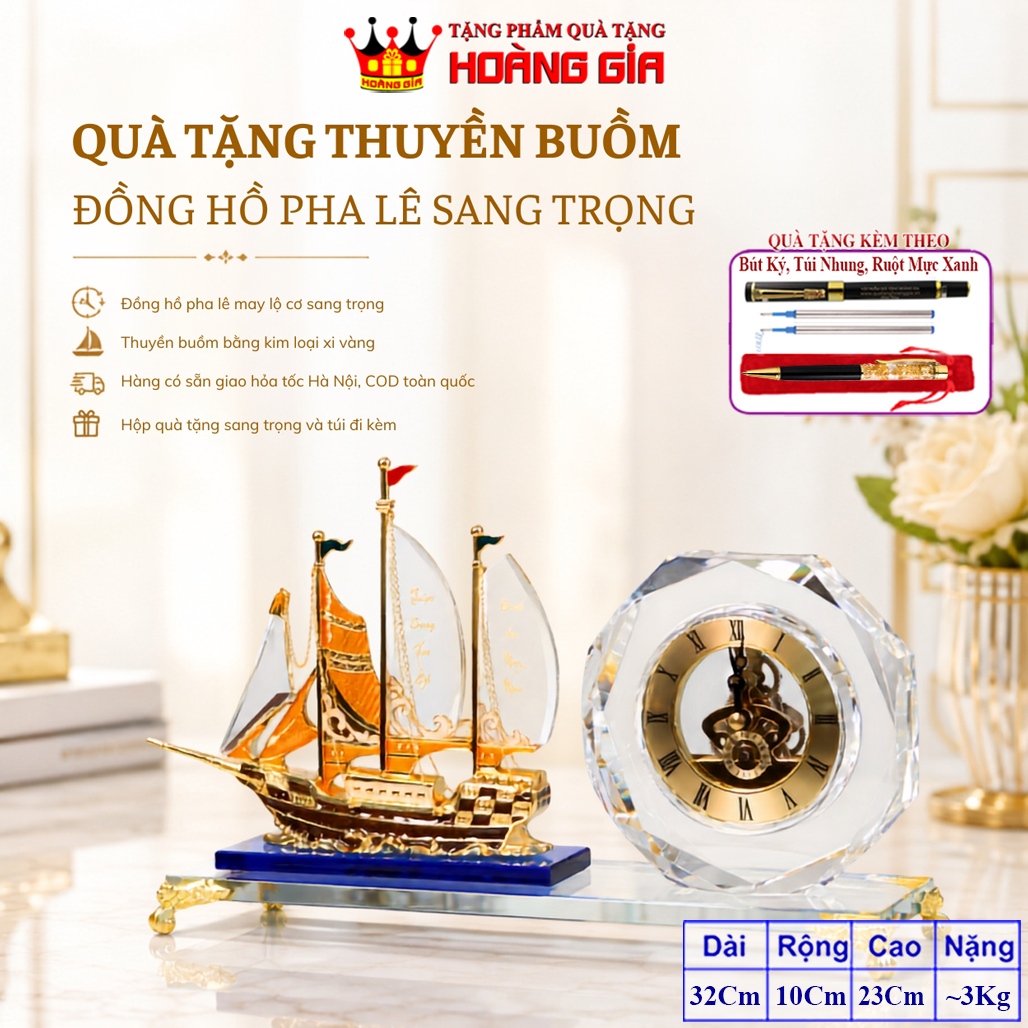 Đồng Hồ Pha Lê Thuận Buồm Xuôi Gió Phong Cách Sang Trọng