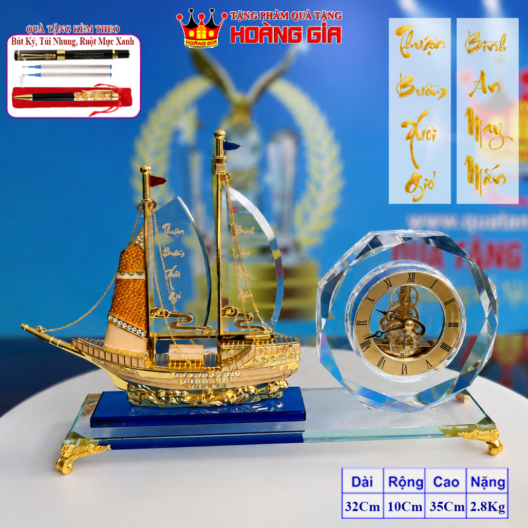 Đồng Hồ Pha Lê Thuận Buồm Xuôi Gió Phong Cách Truyền Thống