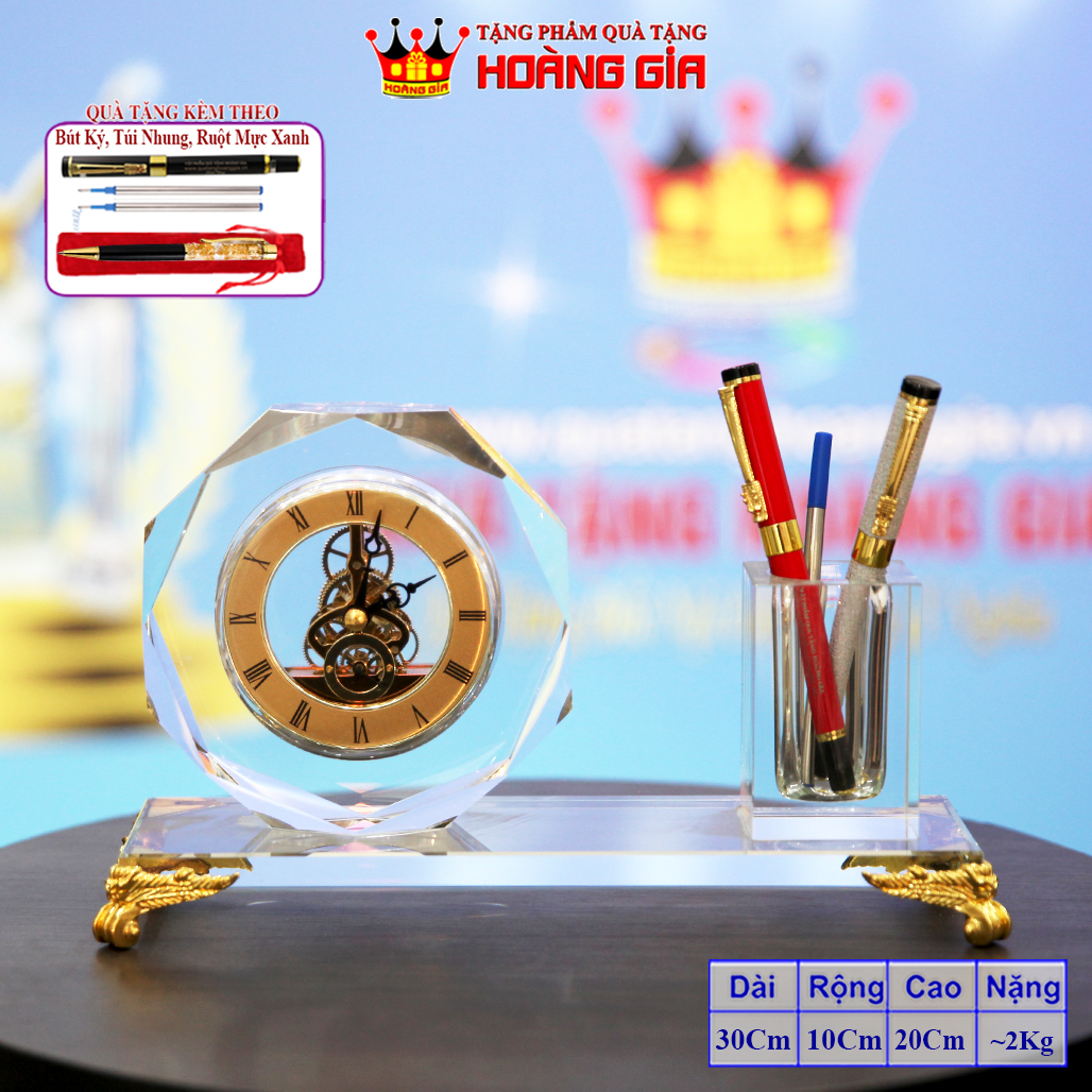 Cắm Bút Đồng Hồ Pha Lê Bát Giác Lộ Cơ