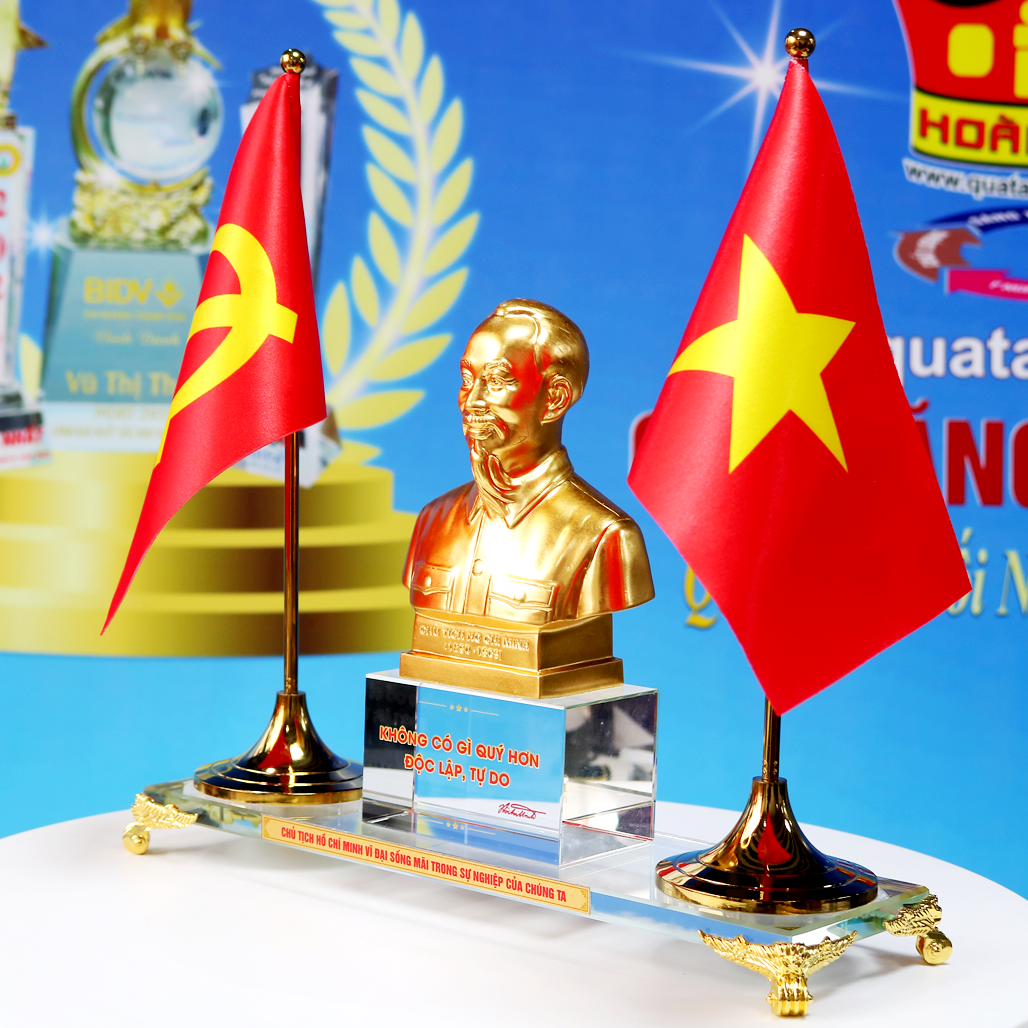 Quà Tặng Đại Hội Đảng Tượng Bác Hồ Mạ Vàng