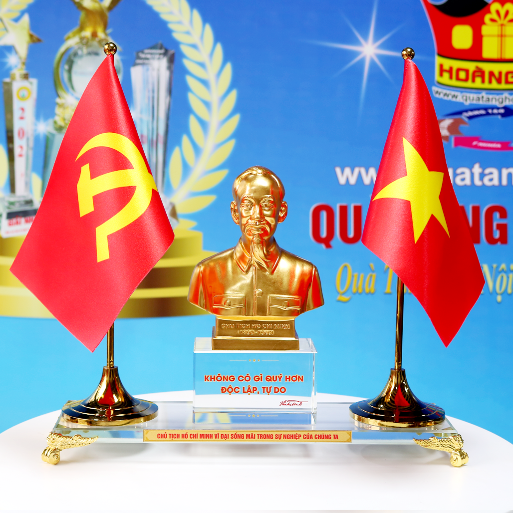Quà Tặng Đại Hội Đảng Tượng Bác Hồ Mạ Vàng