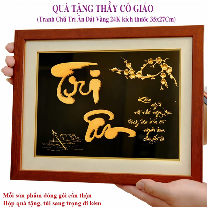 Quà Tặng Thầy Cô Giáo Tranh Chữ Tri Ân Dát Vàng Kích Thước 35x27Cm QHL 146A