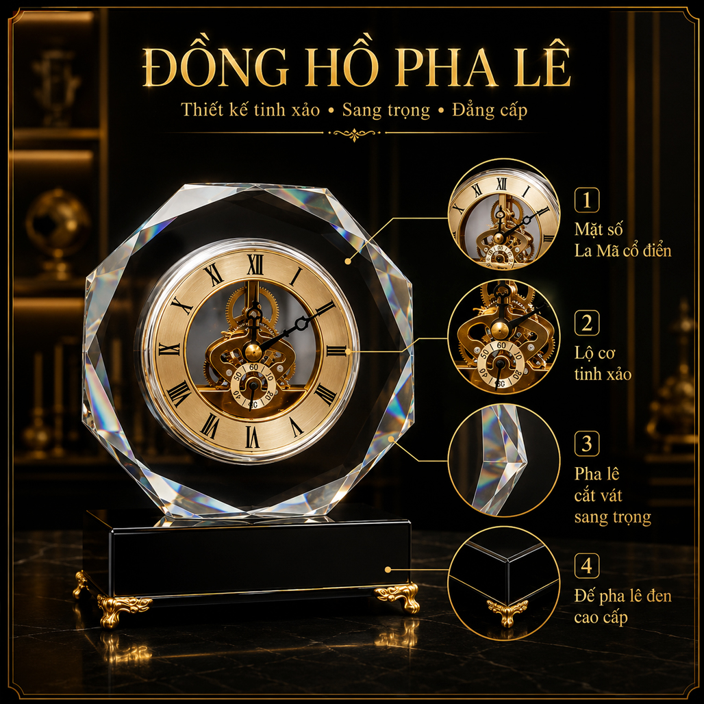 Đồng Hồ Pha Lê Ngựa Như Ý