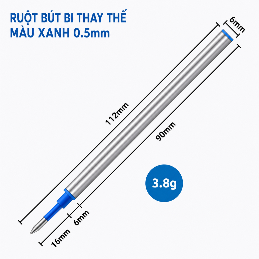 Ruột Bút Bi Ngòi 0.5mm Màu Xanh Mực Gel BQT 34A