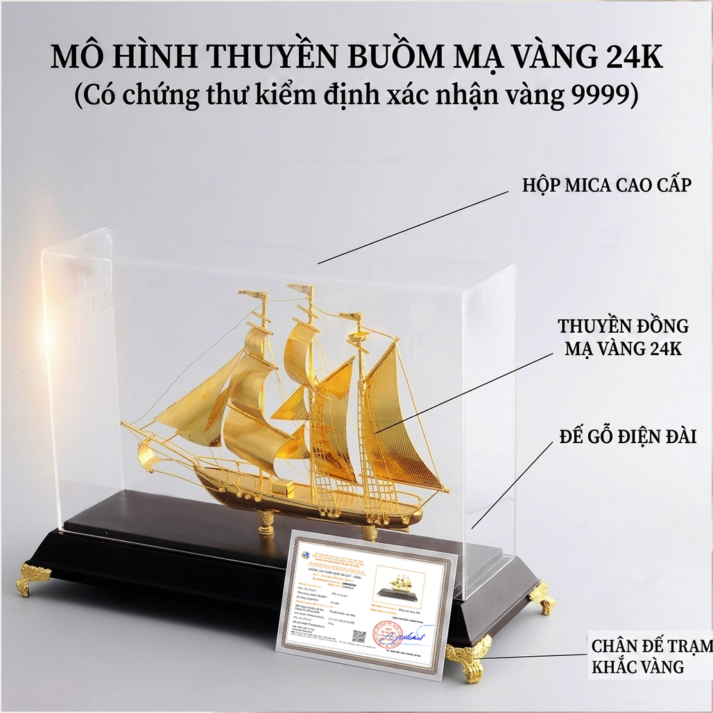 Thuyền Buồm Mạ Vàng Cao Cấp Quà Tặng Doanh Nhân Quà Tặng Lãnh Đạo Sang Trọng